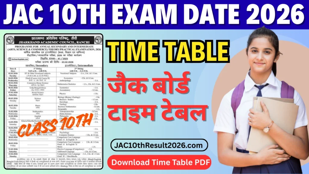 JAC Board 10th exam date 2026