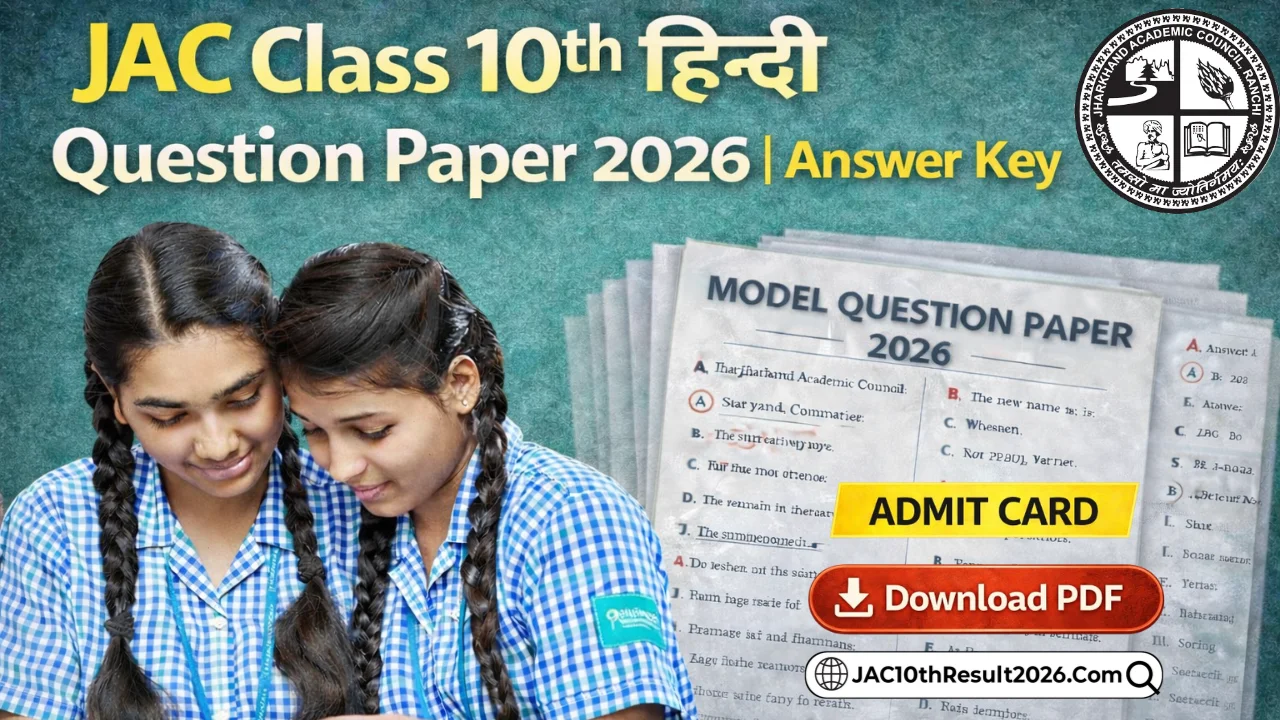 JAC 10th Hindi Question Paper 2026 Answer Key